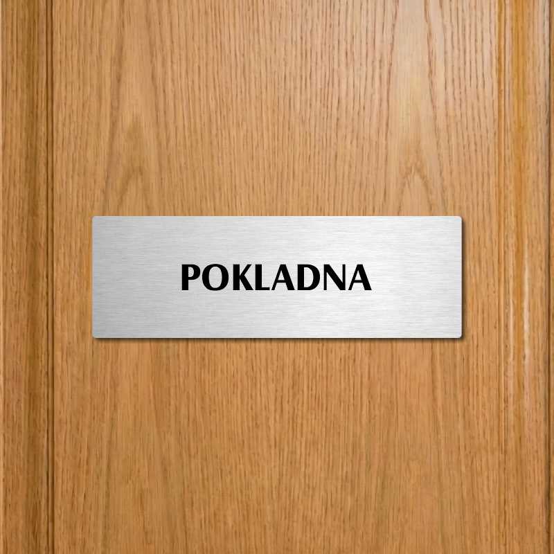 Pokladna, 240x79mm, stříbrná popiska s okrasným rámečkem  
